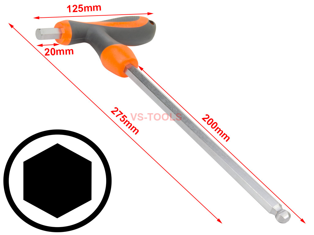 10mm THandle Hexagon Torque 6 Point Hex Key CRV Screwdriver